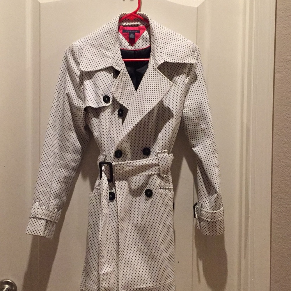 Tommy Hilfiger black and white polka dot trench sm
